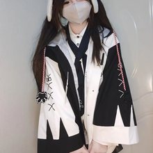 男款秋装小清新大码喇叭袖恶魔学生斗篷宽松耳朵连帽风衣外套
