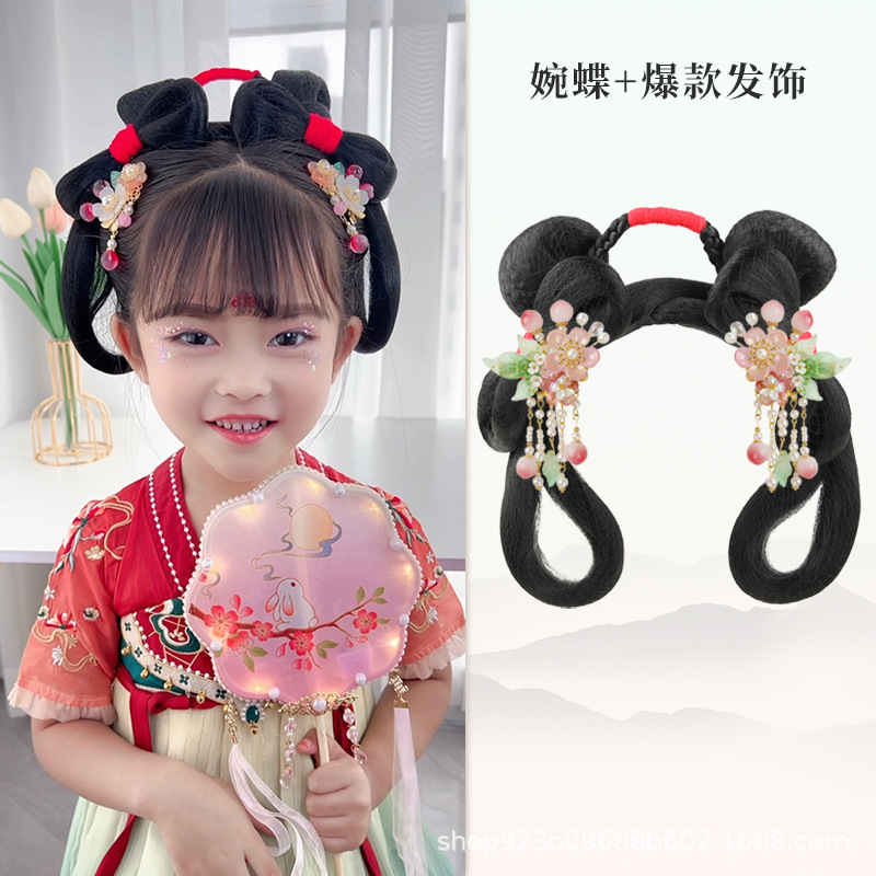 완 나비 헤어 롤빵 폭발적인 헤어 액세서리 한 쌍