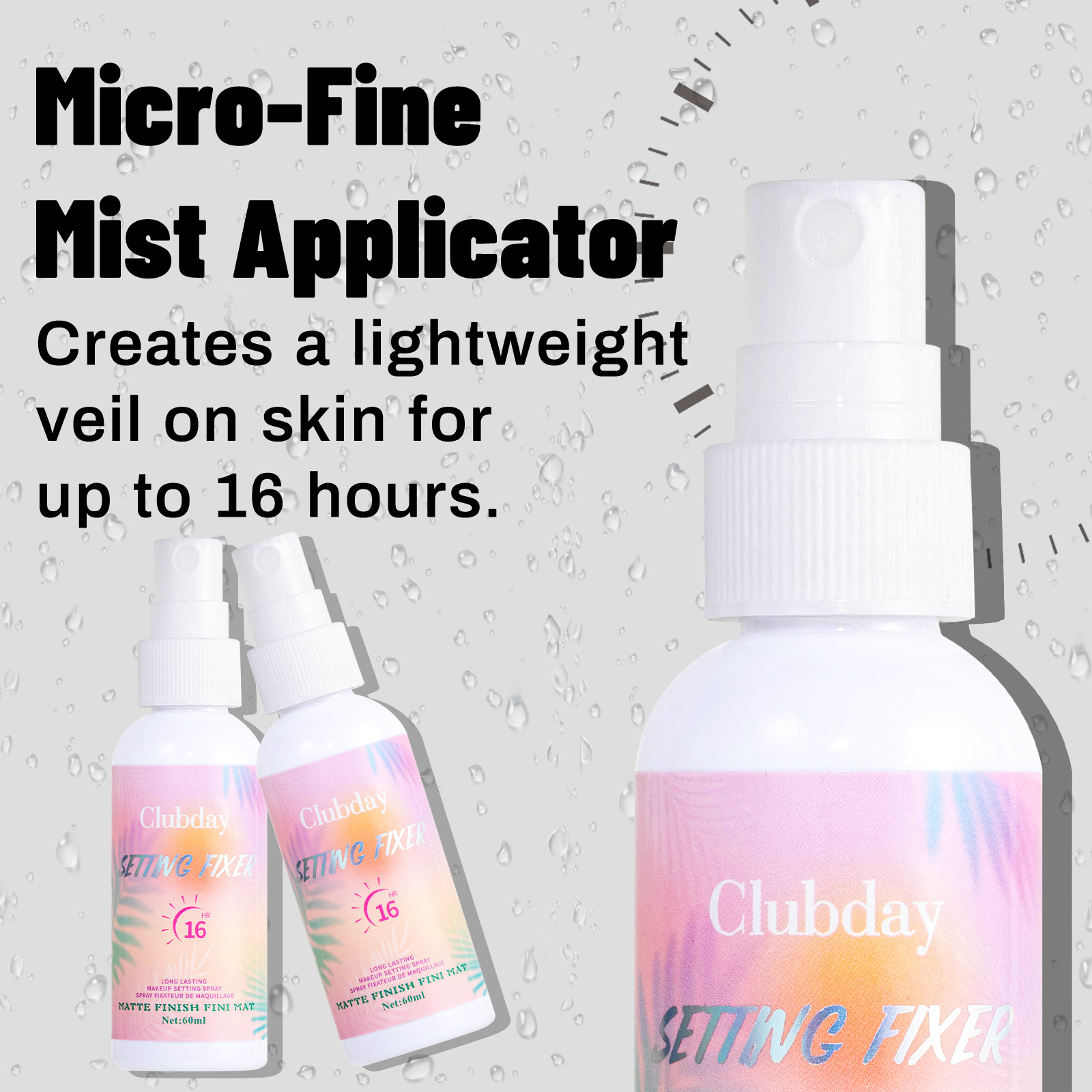 Clubday 60MLbaoshi Matte Setting Spray Clear Setting Spray Water undefined