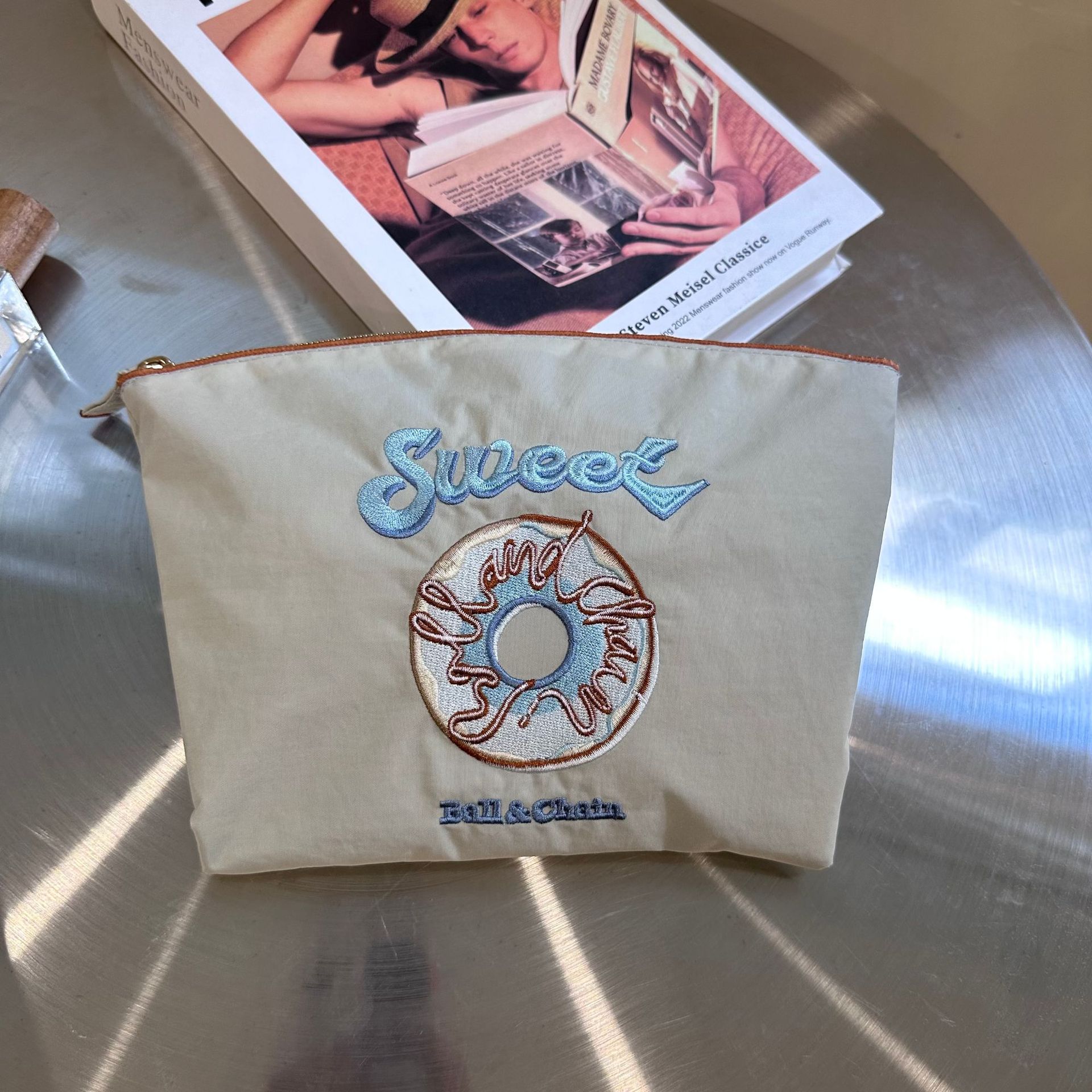 블루 그레이 도넛 메이크업 가방