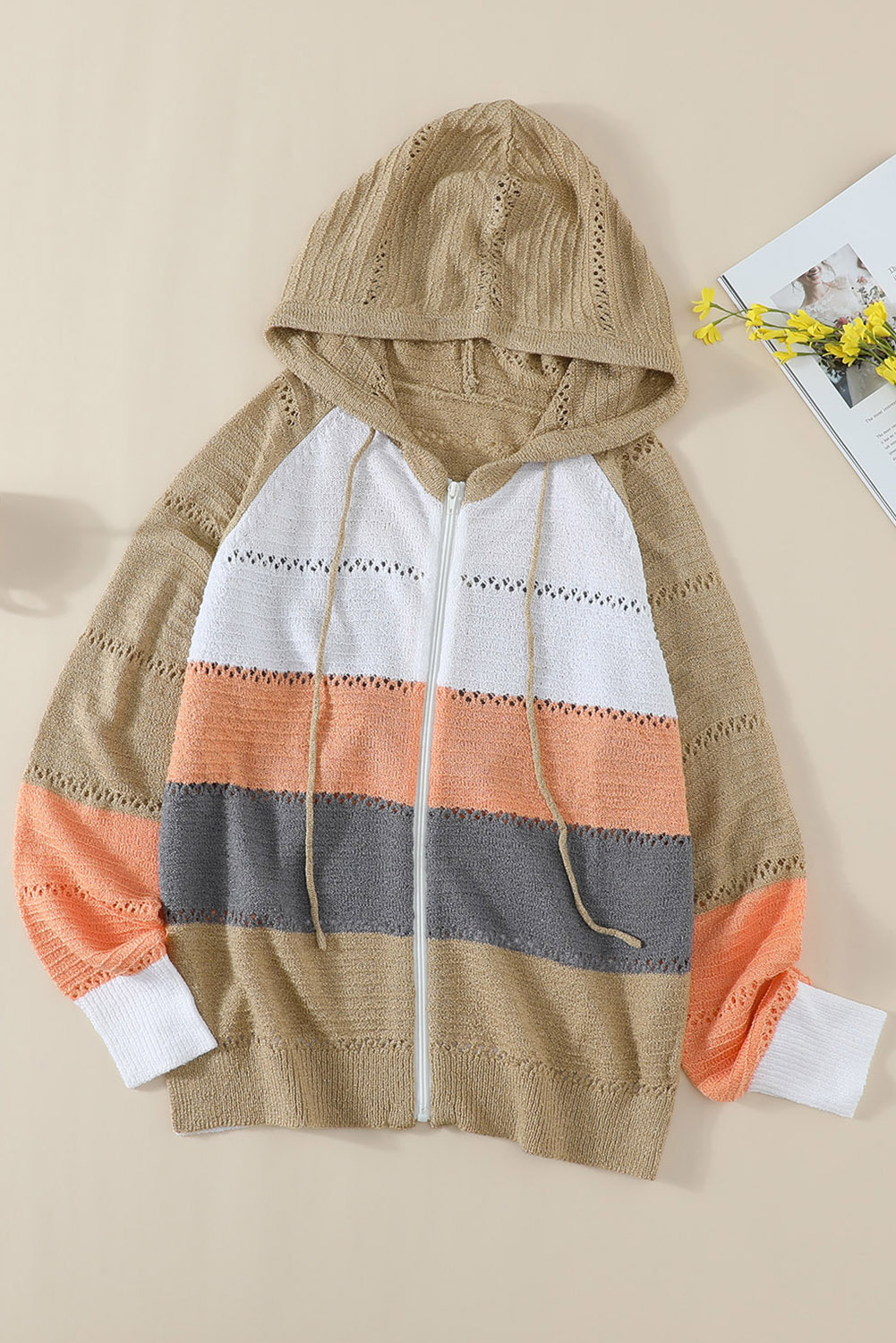 contrast color slim hooded knit sweater coat nihaostyles wholesale clothing NSQSY87002
