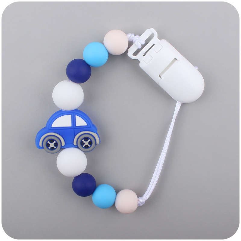 Bebé chupete de plástico clip DIY bebé chupete Cadena de dibujos animados camión de bomberos chupete cuerda de silicona Amazon