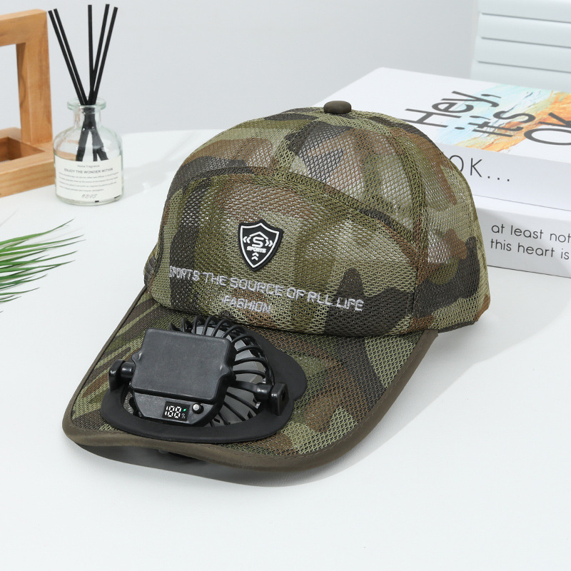 新しいデジタルディスプレイ USB 充電式ファン帽子大人の通気性メッシュ日焼け止め野球帽屋外釣り薄型サンシェード|undefined