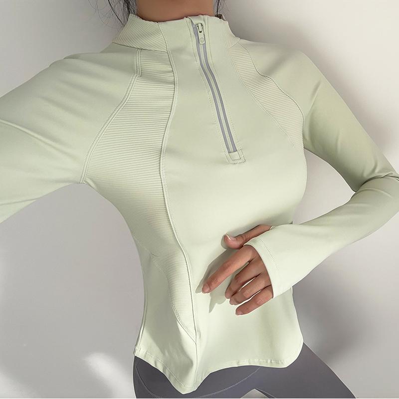 Vertical Collar Zipper Yoga Clothes Coat Women's Cardigan Riding Clothes Quick-drying Sports Top Long-sleeved Autumn and Winter Running Fitness Clothes
