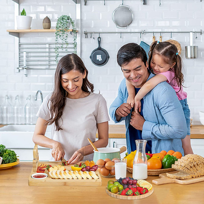 Tablero de pizza de bambú soporte de almacenamiento hogar multifuncional tabla de cortar de bambú cajón tabla de cortar soporte tabla de cortar de Bambú