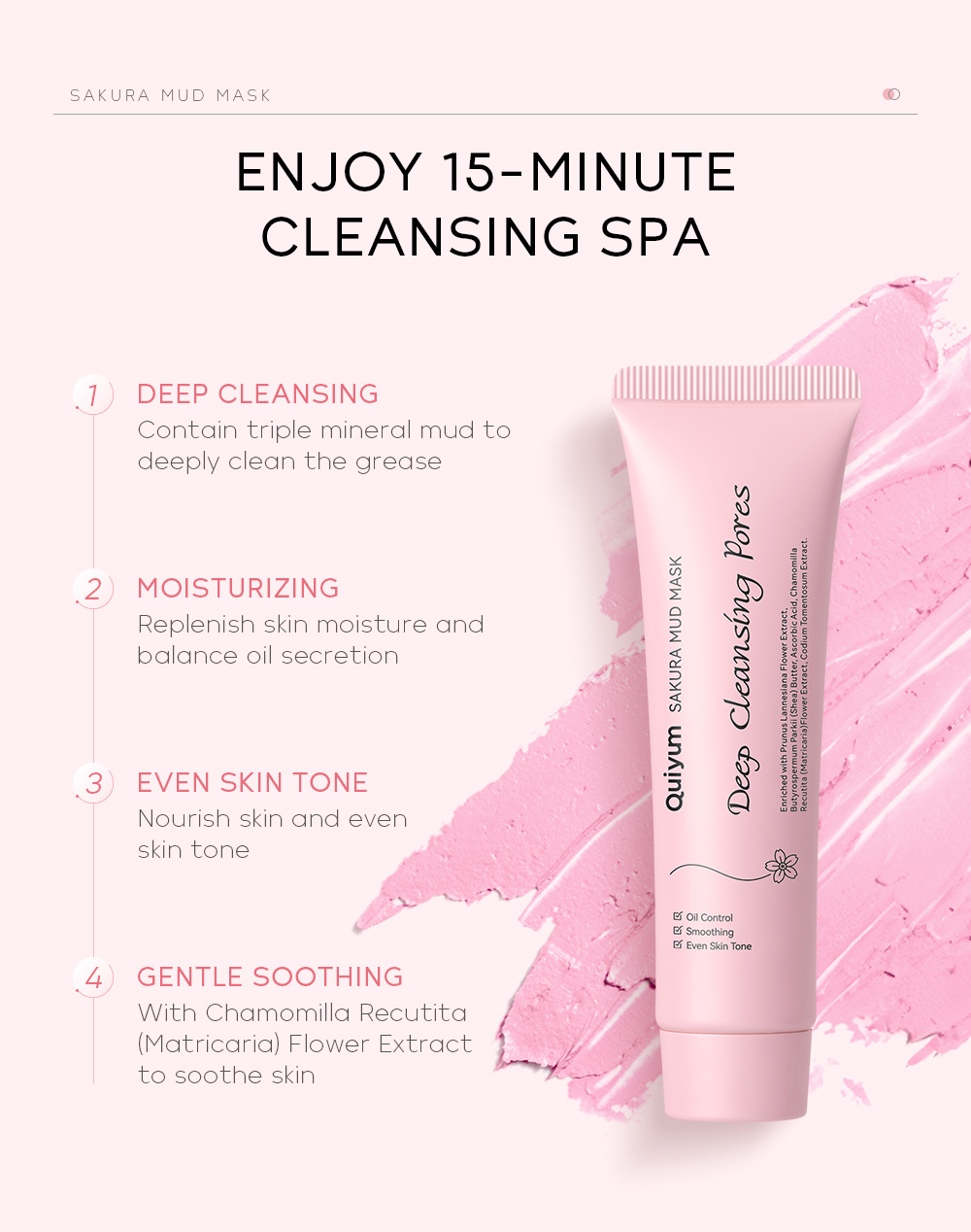 temu version QUIYUM Cherry Blossom Mask Mud (Tube) 30g Cleansing, Hydrating and Moisturizing Manufacturer wholesale FDA undefined