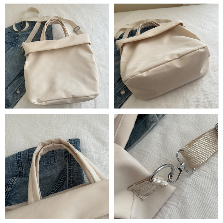 New casual nylon fashion solid color 2024 large-capacity solid color tote canvas crossbody single-shoulder hand-held Tote bag undefined
