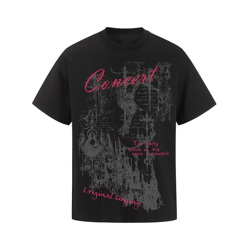 Camiseta hombre estampado gótico castillo ángel algodón blanco_voghion.com