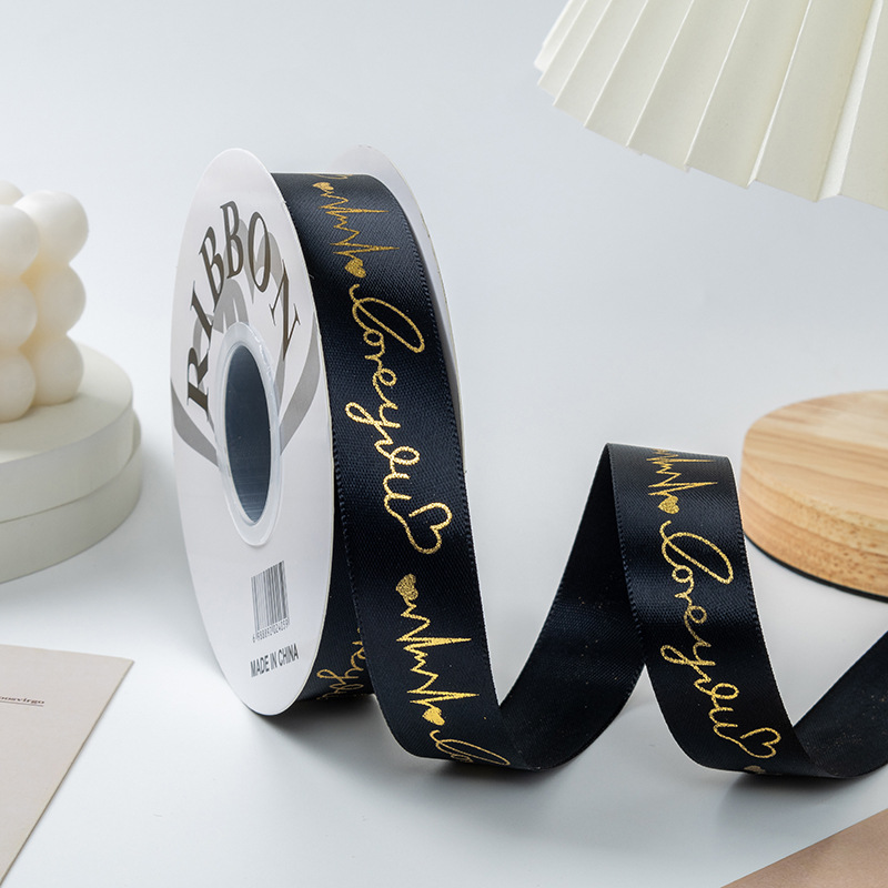 Cintas de seda estampadas cardíacas de cinta floral embalaje de cinta colorida Heartbeat Love Cake Tie 2.5cm Cinturón de regalo