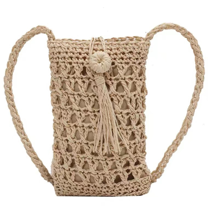 Woven Messenger Bag Beige