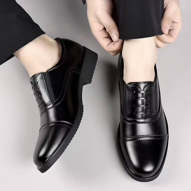 Giày da nam công sở ba mảnh mũi tròn, đế mềm chống trượt, phong cách thanh lịch — Dây buộc WZ33, WZ55 giày lười