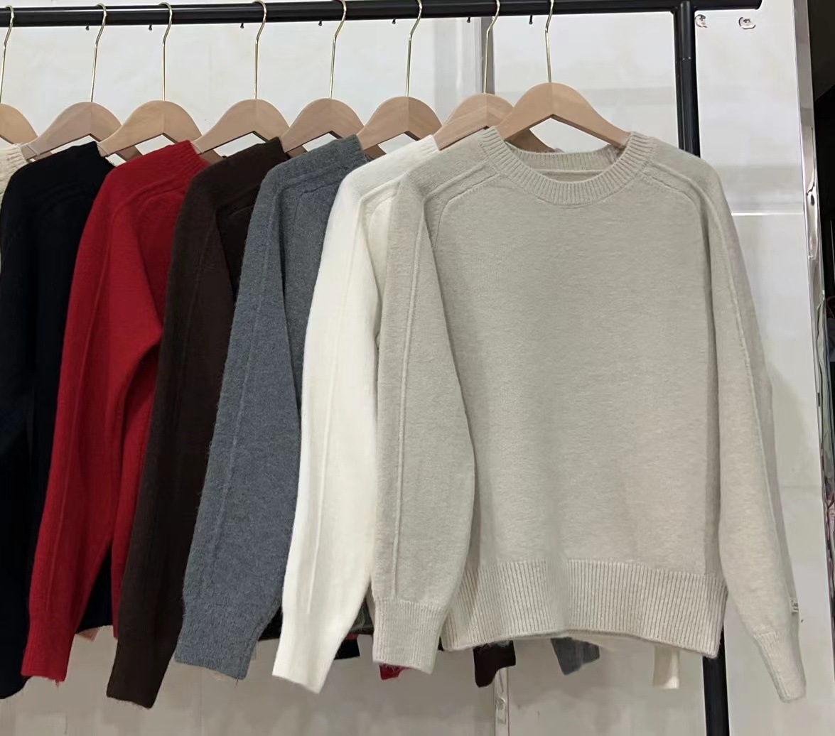 Diseño etiquetado chaqueta de jersey top otoño invierno nuevo estilo coreano relajado suéter glutinoso suave mujer image 12