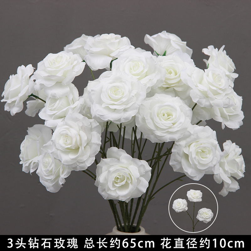 Bodas de flores de seda de imitación blanca flores falsas decorativas floral sala de bodas floral hogar ramo único camino de introducción de flores