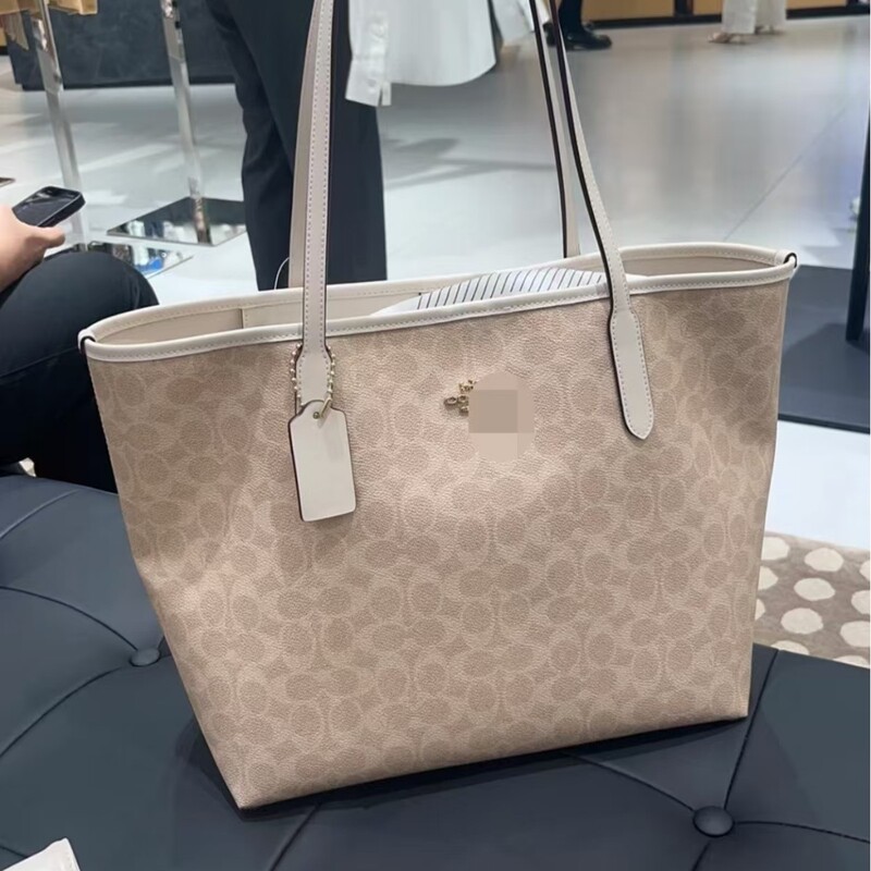 Kouz Genuine Leather City33 Tote Bag High-Quality Monogram Shopping Bag Large Capacity Mother-Daughter Tote Bag Women's Handbag