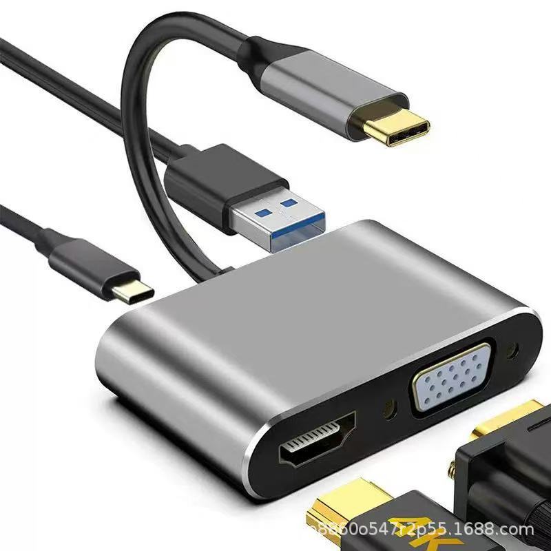 Type-C HDTV HD Dönüştürücü Çok Fonksiyonlu Genişletme İstasyonu Telefon Bilgisayar USB Çok Portlu Genişletme İstasyonu