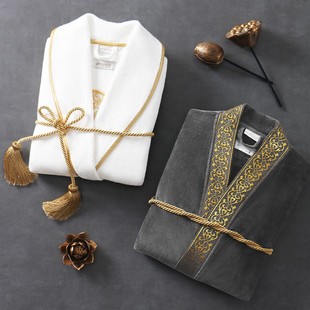 Turkey Imported Five-Star Hotel Bathrobes for Men and Women, Pure Cotton Bathrobes, Pajamas, Couple Spring & Fall Styles C^