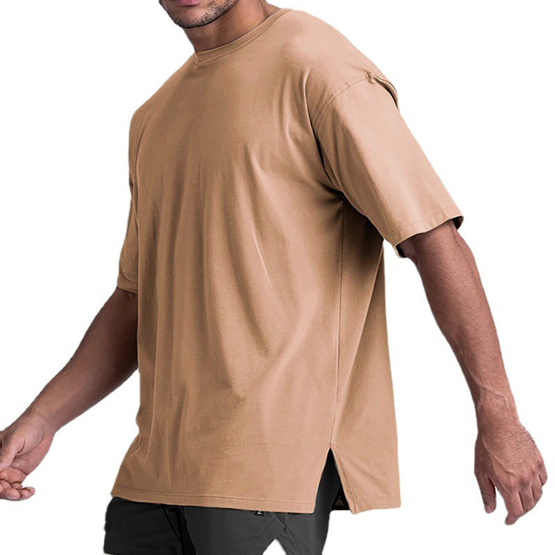 210g Weight Cotton, Cotton Blend Fabric Type T-shirt Tops Type Round Neck Neckline Solid Color Pattern Men's Gender Sports Style Men's Solid Color T-shirt Men's Clothing 25