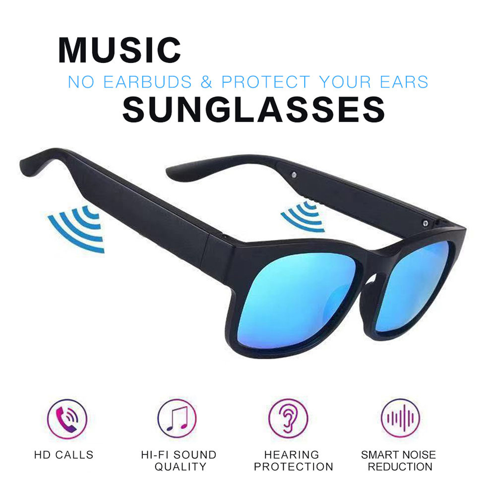 NEW 5.0 Sunglasses Headphone Support Blu...