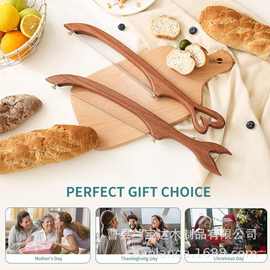 跨境木质面包锯三明治切片面包刀实木吐司面包切割器法棍切段器