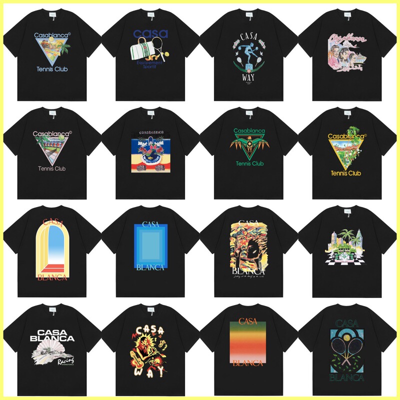 New Casa Casablanca Short-Sleeved Correct Version Ins European and American Niche Trendy Brand Cotton Casual High Street European and American T-Shirt