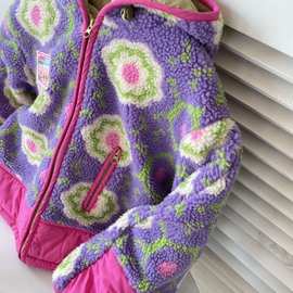 女童2025冬季加绒外套装冬季新款韩系彩色毛毛棉服保暖上衣