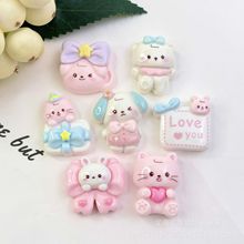卡通蝴蝶结小兔领结小狗猫咪手机壳鞋扣配饰奶油胶DIY树脂配件