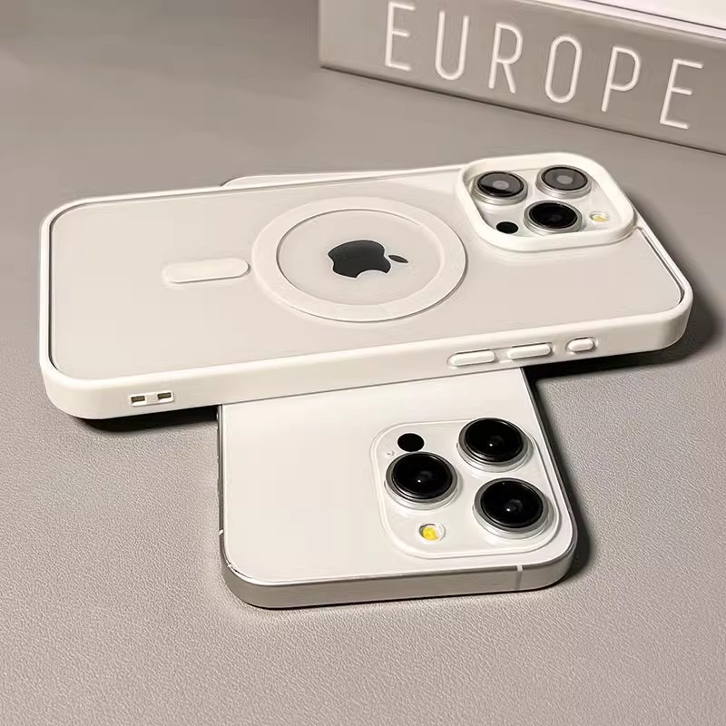 suitable for iphone16 transparent magnetic phone case apple 15 acrylic all-inclusive drop-resistant silicone pure color protective cover