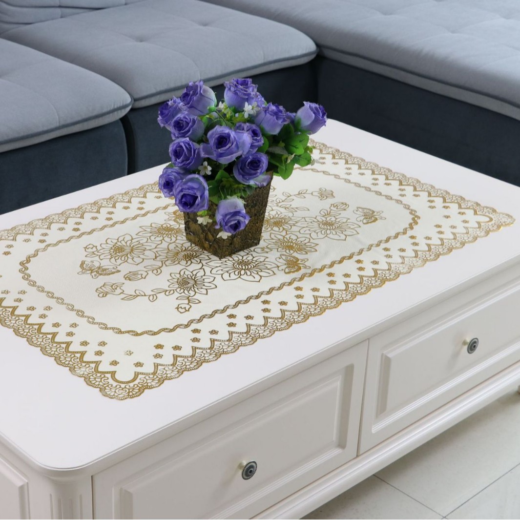 Almohadilla de mesa dorada de PVC 60 * 100 cm a prueba de aceite e impermeable