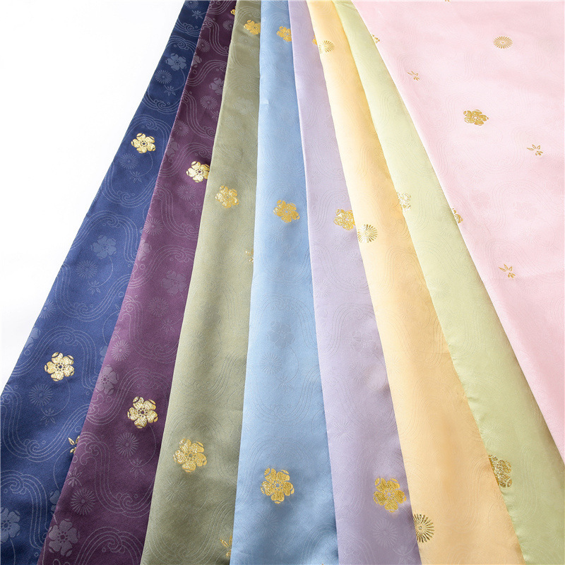 落花流水小金花汉服布料织锦缎提花面料织金纱宋制明制上袄马面裙