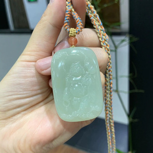 Jin Yu Tang Hetian Jade Maitreya Buddha texture delicate oily full carved laughing Buddha big ears double hanging
