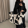 Capacious Japanese one-shoulder bag, cotton shopping bag for leisure, autumn, trend of season