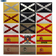 海客户外反光反射魔术贴章 勃艮第十字布贴西班牙夜光旗帜包贴章