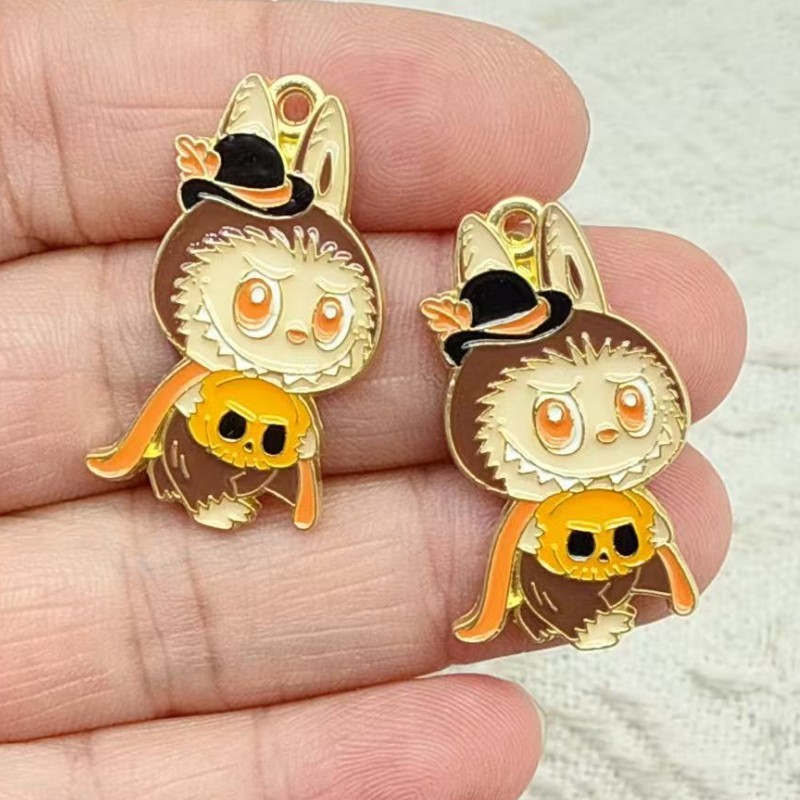 漫画ラブブ DIY オイルドリップ合金ジュエリーアクセサリーペンダントネックレスキーホルダーイヤリングペンダント|undefined