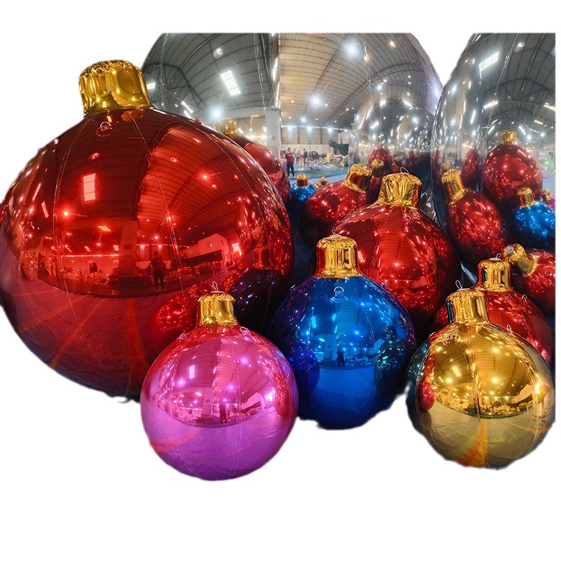 Navidad PVC colorido esfera espejo infláble láser reflector esfera escenario diseño centro comercial belleza infláble modelo de suspensión de aire