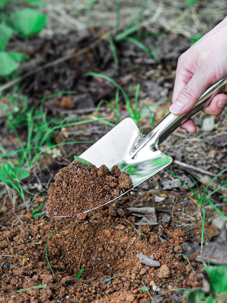 acero inoxidable pala de flores pequeña pala herramienta de jardinería punta pala integral conjunto de plantación de flores domésticas pala pequeña jardín en maceta