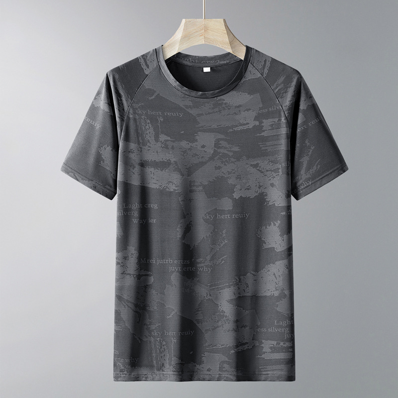 Camiseta de hielo transfronteriza de manga corta para hombres verano 2025 nueva ropa de secado rápida suelta para hombres camiseta de base de media manga grande image 8