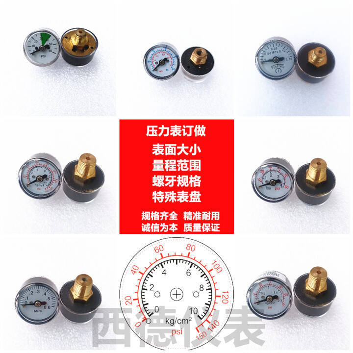 25MM轴向压力表 铜接头 塑料壳 金属壳 面版 量程 下单联系