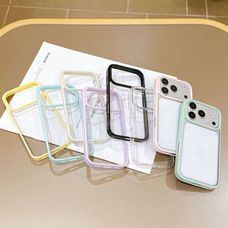 Acrylic Candy High-Gloss Border Suitable for Ip17Pro Mobile Phone Case 15/16Pm Transparent 14 Small Groove Protective Cover Acrylic Candy High-Gloss Border Suitable for Ip17Pro Mobile Phone Case 15/16Pm Transparent 14 Small Groove Protective Cover