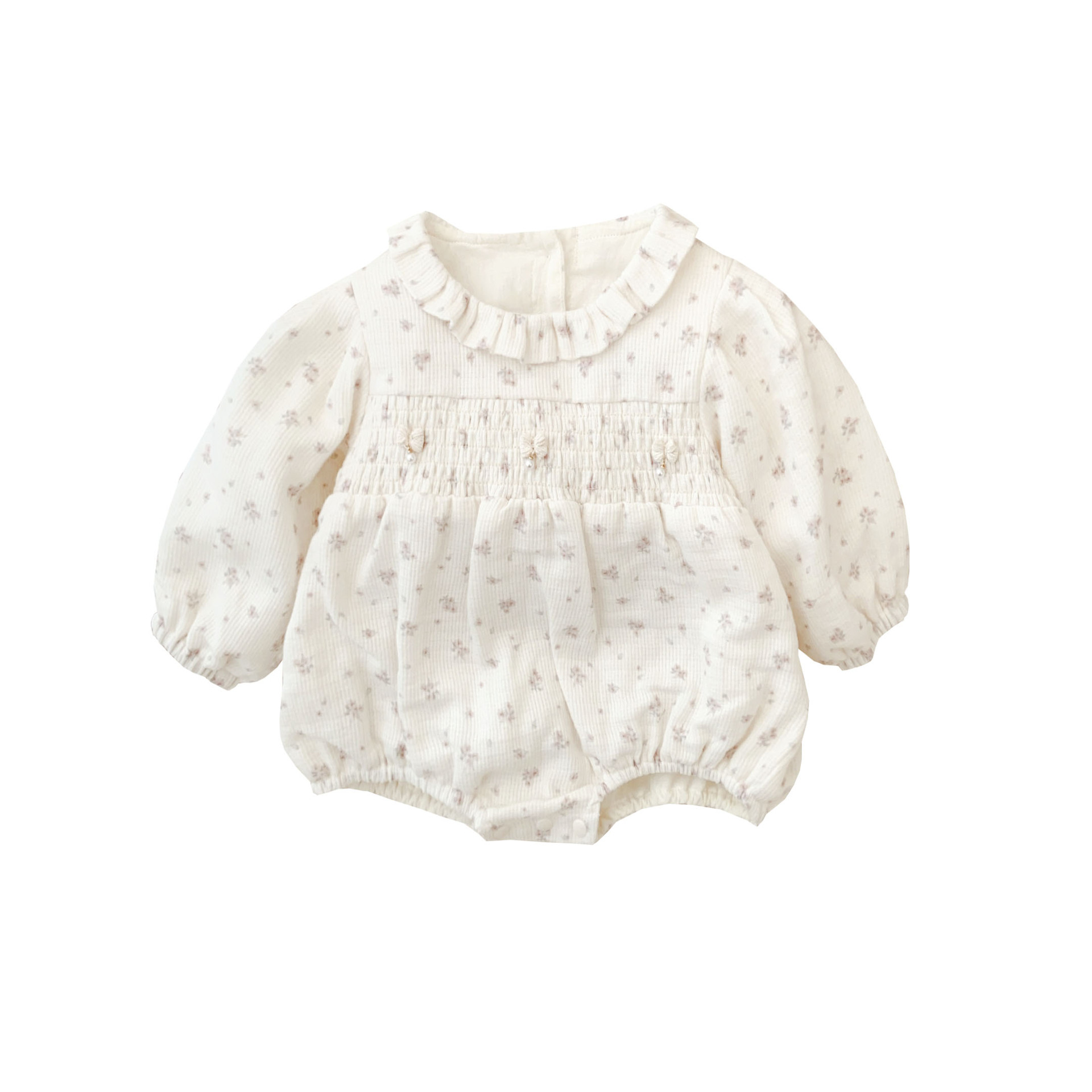 2025 nuevo producto primavera moda estilo occidental pequeño encaje floral bebé mamelucos lindo y suave ropa de salida bolsa pedo