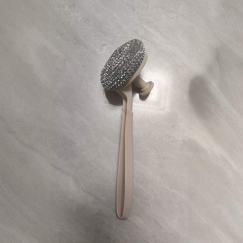 Long-handled pot brush for kitchen use, non-shedding dishwashing brush, long-handled cleaning brush, steel wool ball cleaning tool for washing dishes and pots