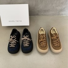 SGIRL TWTW复古厚底面包鞋女2025秋季新款磨砂皮百搭休闲德训板鞋