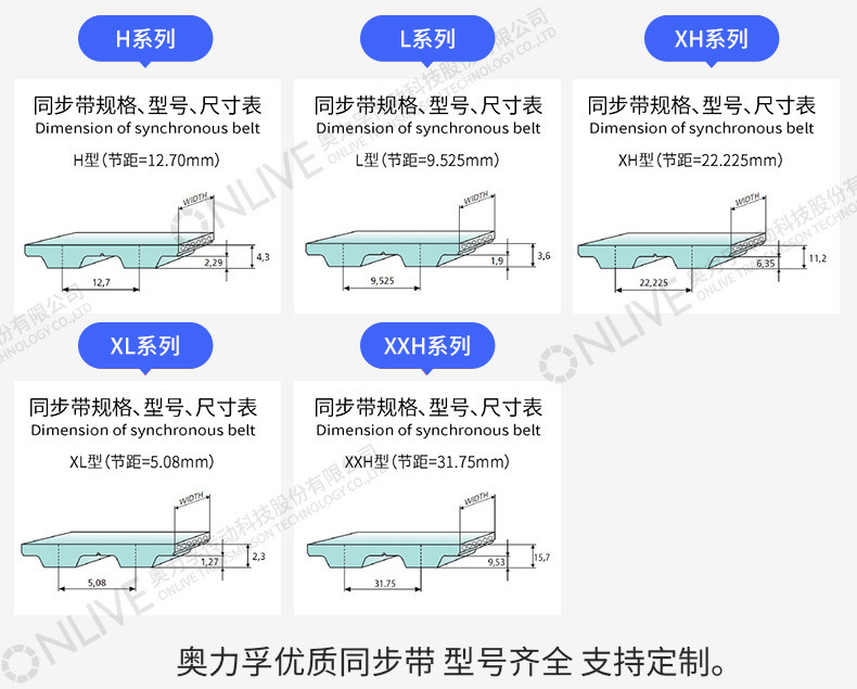 Customized Transmission Belts Onlive Synchronous Transmission Belts with Opening and Logo, Size Customization Supported, Sample Customization Available