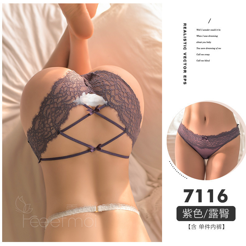 Fei Mu lencería sexy bikini sexy encaje T pantalón tanga traje de combinación para adultos cabello de una pieza