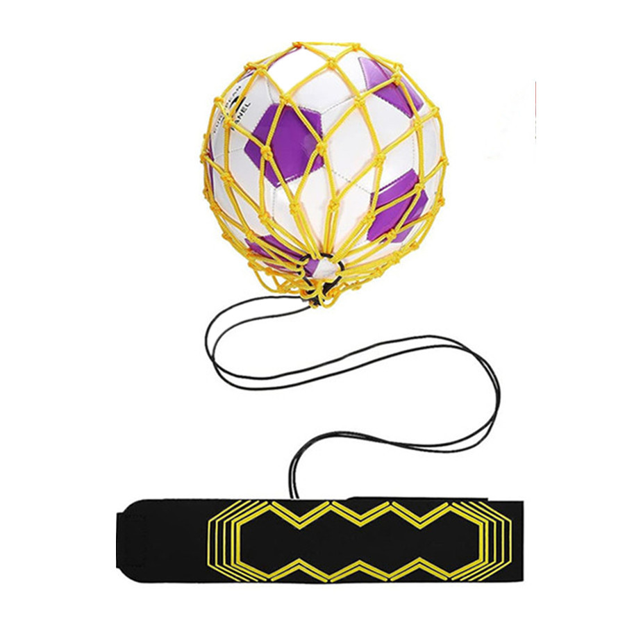 Pelota de fútbol entrenador cinturón neto bolsa de pelota de bolsillo práctica pelota de fútbol para niños con cinturón de pelota de cuerda equipo de entrenamiento