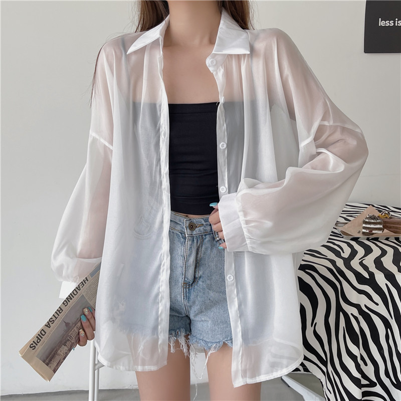112g Weight Long Sleeve Sleeve Length Single Breasted Placket Type Shirtsleeve Sleeve Type Polyester, Chiffon Fabric Type Regular Top Length Cardigan Tops Type Holiday Occasion Shirt Collar Neckline Loose Fit Type Solid Color Pattern Summer, Spring Season Women's Gender Casual Style Wholesale Women's Casual Solid Color Long Sleeve Blouses 17