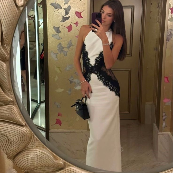 Women's Sexy Lace Panel Hollow Out Halter Backless High Slit Bodycon Maxi Dress – Elegant Summer Gown 2026_ecoleips.com