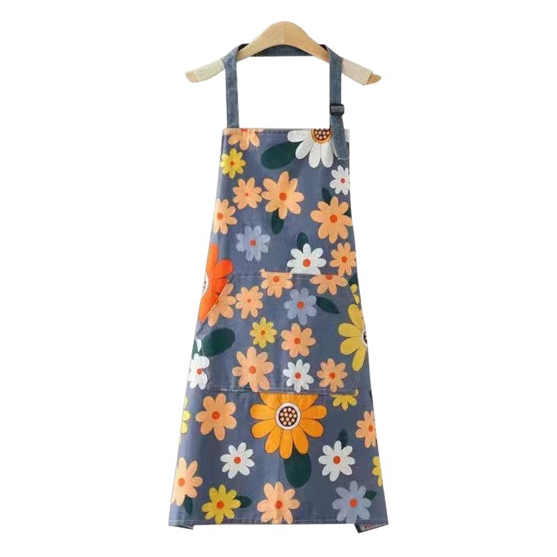Nueva Flor de cocina Halter delantal ajustable para mujeres verano delgada cintura transpirable impermeable a prueba de aceite al por mayor