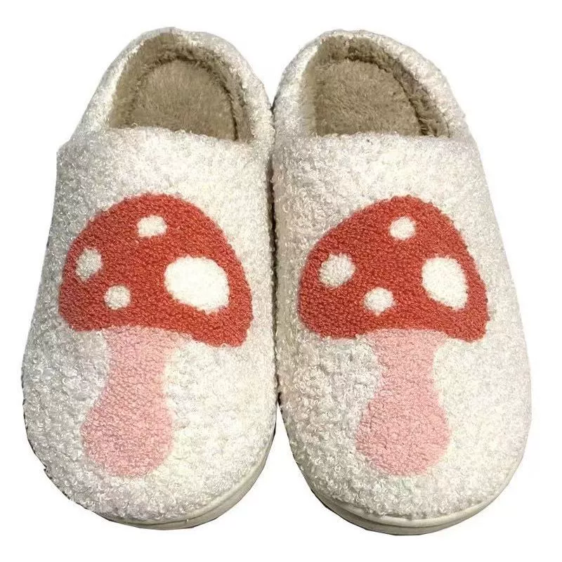 Новые удобные домашние теплые зимние тапочки-грибы из хлопка, мужская и женская обувь на толстой подошве для пар, обувь на мягкой подошве, толстая нескользящая Милая