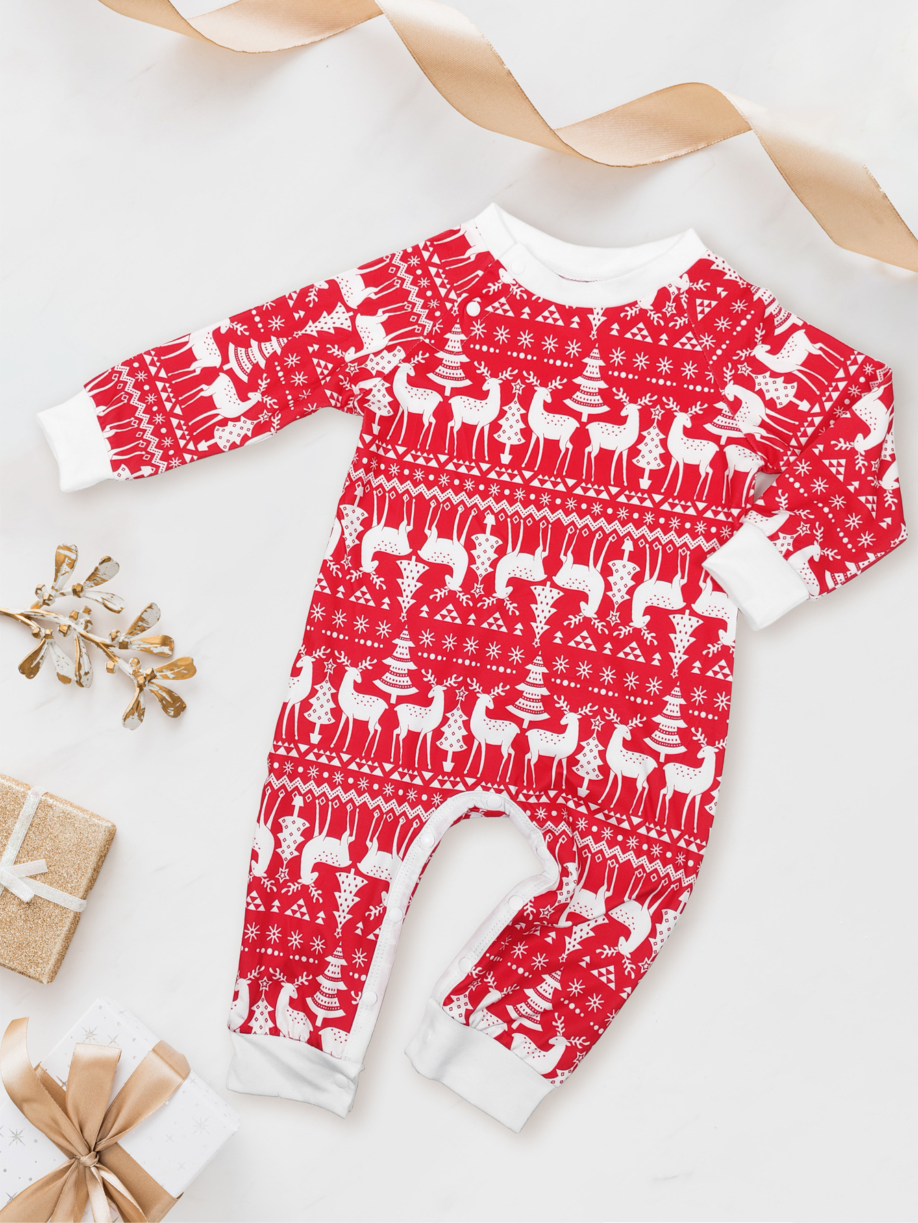 Christmas Cartoon snowman Deer Christmas family dress printed homestays pajamas_viptrois.com