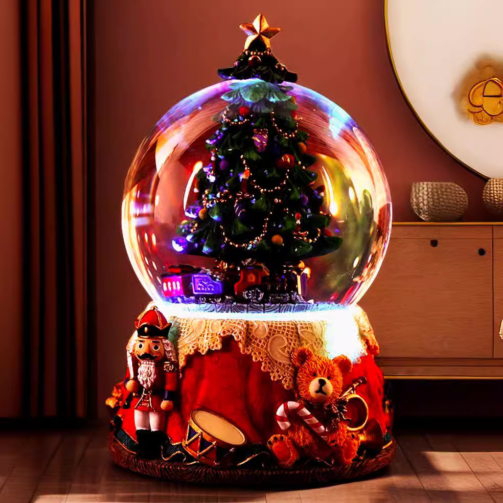 Regalo de Navidad bola de cristal eléctrica caja de música nieve que cae caja de música luminosa San Valentín cumpleaños novia regalo creativo